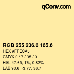 カラーコード: RGB 255 236.6 165.6 | qconv.com