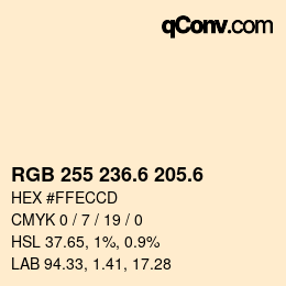 カラーコード: RGB 255 236.6 205.6 | qconv.com