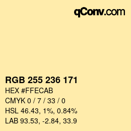 Código de color: RGB 255 236 171 | qconv.com
