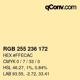 Color code: RGB 255 236 172 | qconv.com