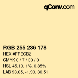 Color code: RGB 255 236 178 | qconv.com