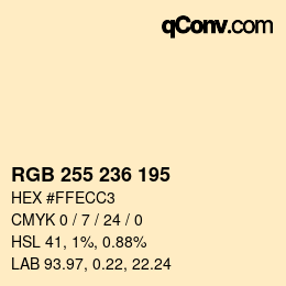 Color code: RGB 255 236 195 | qconv.com
