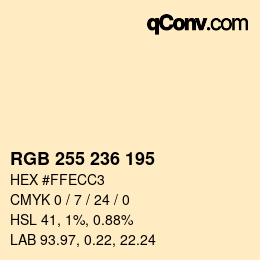 Color code: RGB 255 236 195 | qconv.com