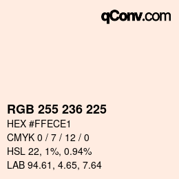 Color code: RGB 255 236 225 | qconv.com