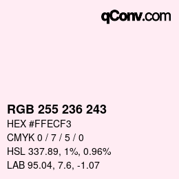 Color code: RGB 255 236 243 | qconv.com