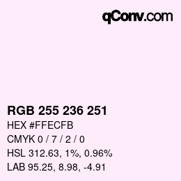 Color code: RGB 255 236 251 | qconv.com