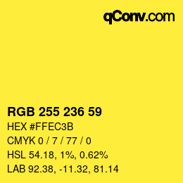 颜色代码: RGB 255 236 59 | qconv.com