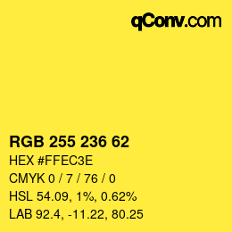 カラーコード: RGB 255 236 62 | qconv.com