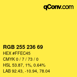 Color code: RGB 255 236 69 | qconv.com