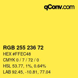 Color code: RGB 255 236 72 | qconv.com