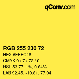 Color code: RGB 255 236 72 | qconv.com