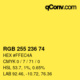 カラーコード: RGB 255 236 74 | qconv.com