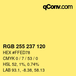 Color code: RGB 255 237 120 | qconv.com