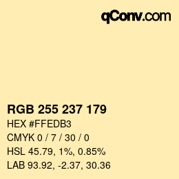 カラーコード: RGB 255 237 179 | qconv.com