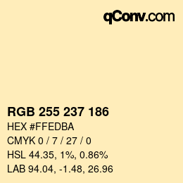 カラーコード: RGB 255 237 186 | qconv.com