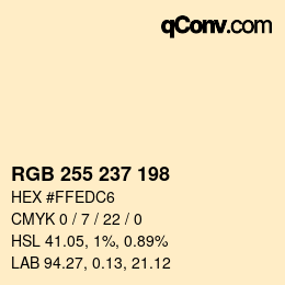 Code couleur: RGB 255 237 198 | qconv.com