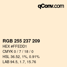 Código de color: RGB 255 237 209 | qconv.com