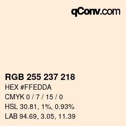 Color code: RGB 255 237 218 | qconv.com