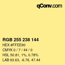 Color code: RGB 255 238 144 | qconv.com