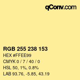Código de color: RGB 255 238 153 | qconv.com