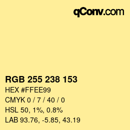 Código de color: RGB 255 238 153 | qconv.com