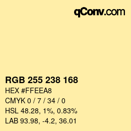 Color code: RGB 255 238 168 | qconv.com