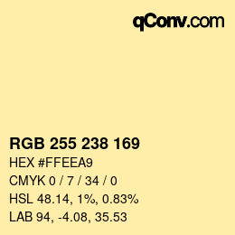 Color code: RGB 255 238 169 | qconv.com