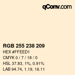 Color code: RGB 255 238 209 | qconv.com