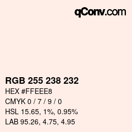 Color code: RGB 255 238 232 | qconv.com