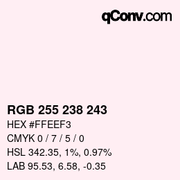 Color code: RGB 255 238 243 | qconv.com