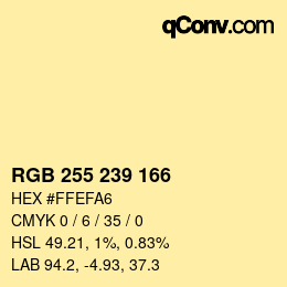 Color code: RGB 255 239 166 | qconv.com