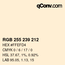 カラーコード: RGB 255 239 212 | qconv.com