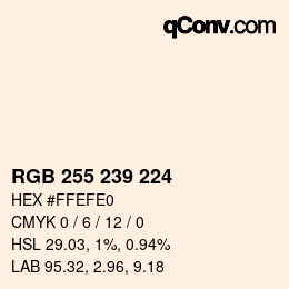 カラーコード: RGB 255 239 224 | qconv.com