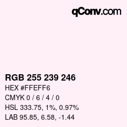 Color code: RGB 255 239 246 | qconv.com