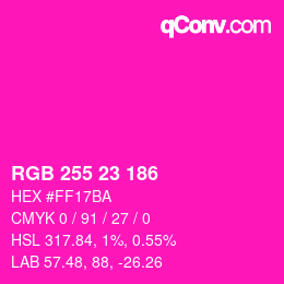 Color code: RGB 255 23 186 | qconv.com