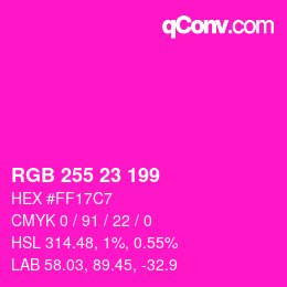 Color code: RGB 255 23 199 | qconv.com