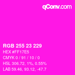 Color code: RGB 255 23 229 | qconv.com