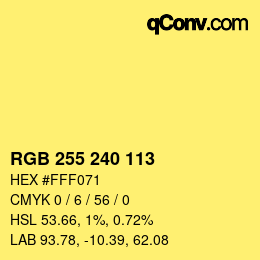 Color code: RGB 255 240 113 | qconv.com