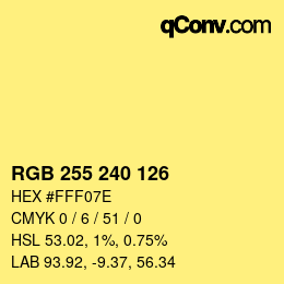 颜色代码: RGB 255 240 126 | qconv.com
