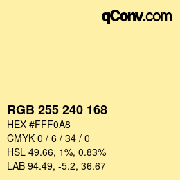 Color code: RGB 255 240 168 | qconv.com