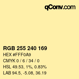 Color code: RGB 255 240 169 | qconv.com