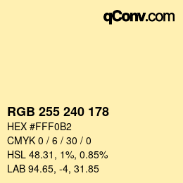 Color code: RGB 255 240 178 | qconv.com