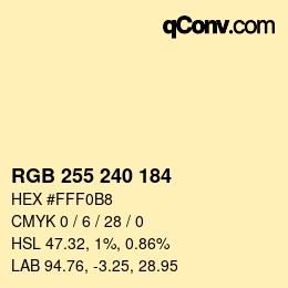 Código de color: RGB 255 240 184 | qconv.com