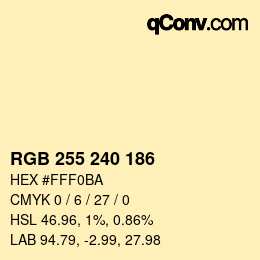 Color code: RGB 255 240 186 | qconv.com