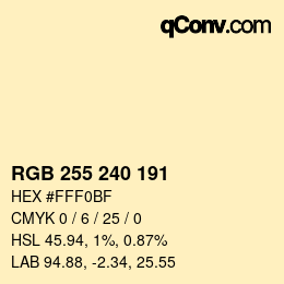 カラーコード: RGB 255 240 191 | qconv.com