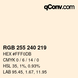 Color code: RGB 255 240 219 | qconv.com