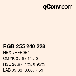 Código de color: RGB 255 240 228 | qconv.com