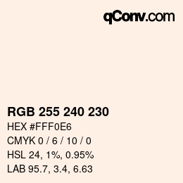 Código de color: RGB 255 240 230 | qconv.com
