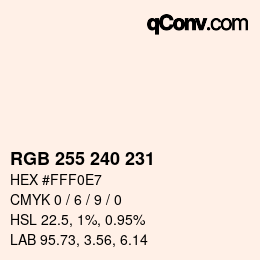 Color code: RGB 255 240 231 | qconv.com