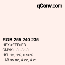 Color code: RGB 255 240 235 | qconv.com